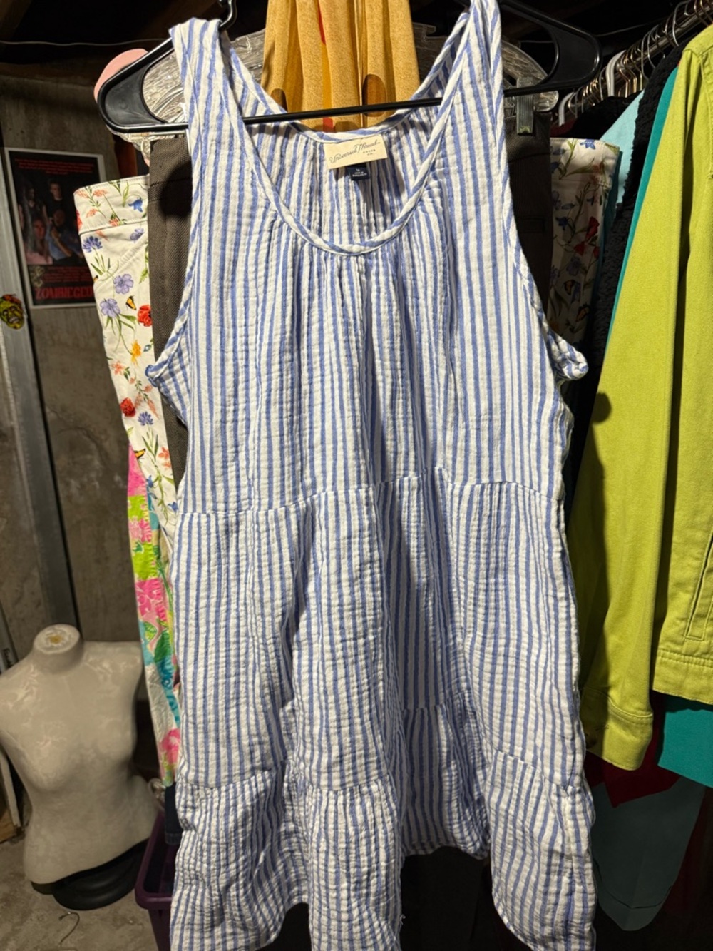 Universal Thread Blue and White Striped Casual Kids Dress